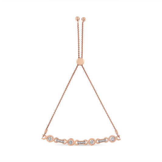 14K Yellow Gold Plated .925 Sterling Silver Channel Set Diamond Accent Twist 4â€-10â€ Adjustable Bolo Bracelet (I-J Color, I3 Clarity)