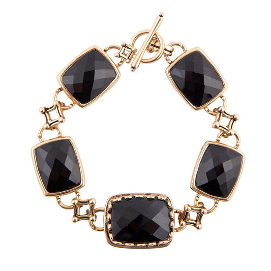 Black Onyx Golden Link Bracelet Otarealm
