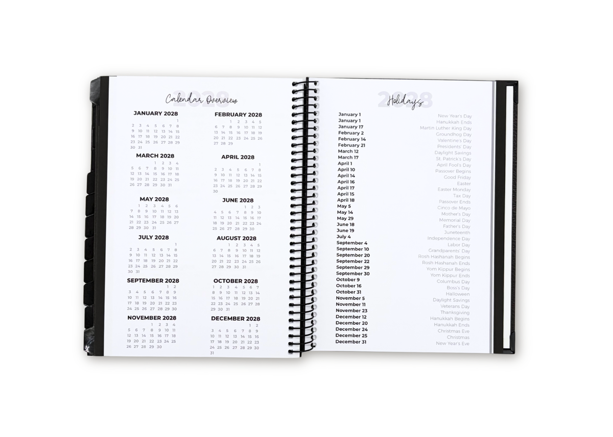2027 Black Leather Look Weekly Planner Premium Bundle