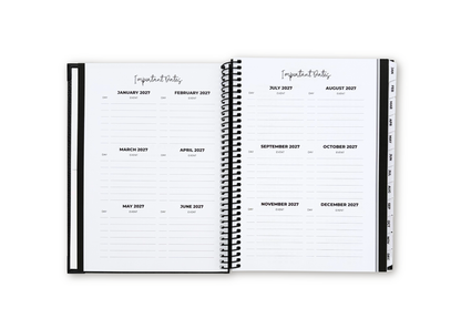 2027 Black Leather Look Weekly Planner Basic Bundle