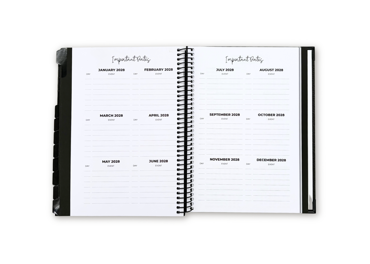 2027 Black Leather Look Weekly Planner