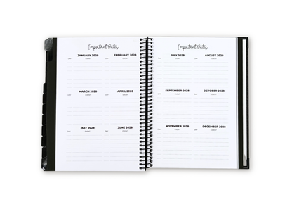 2027 Black Leather Look Weekly Planner Premium Bundle