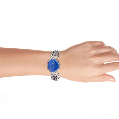 Blue Lapis and Sterling Silver Statement Cuff Otarealm