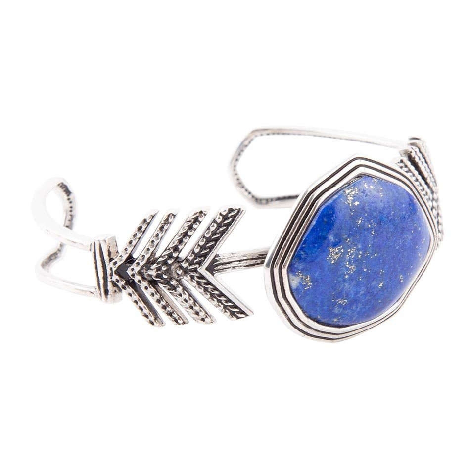 Blue Lapis and Sterling Silver Statement Cuff Otarealm