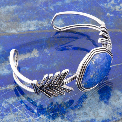Blue Lapis and Sterling Silver Statement Cuff Otarealm