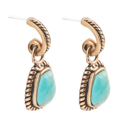 Blue Turquoise Golden Roped Earrings Otarealm