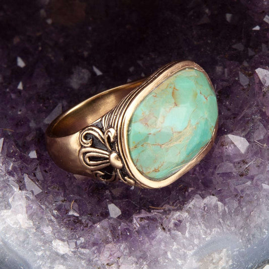 Blue Turquoise Oval Statement Ring Otarealm