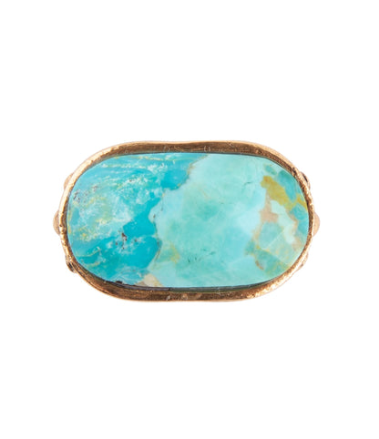 Blue Turquoise Oval Statement Ring Otarealm