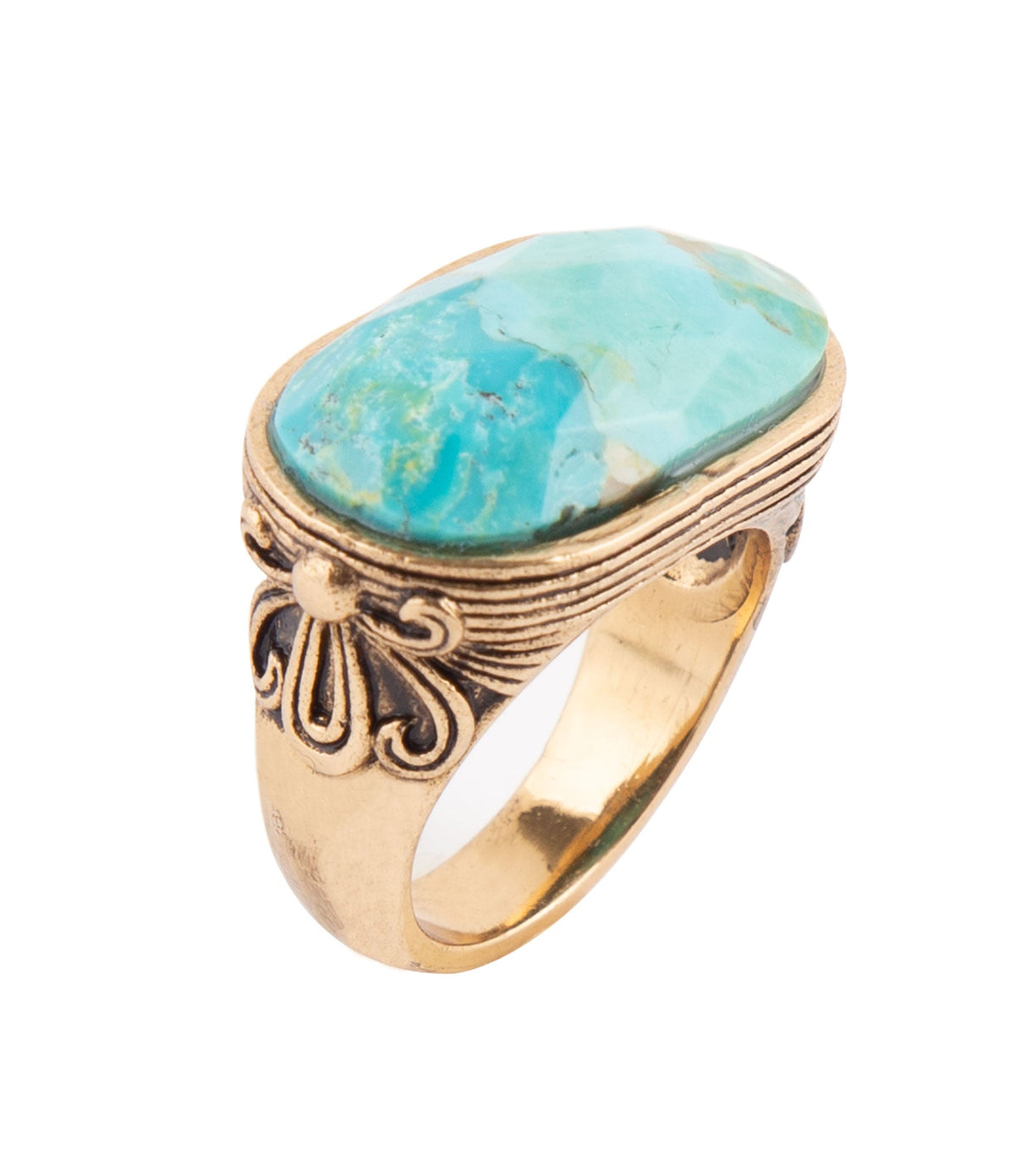 Blue Turquoise Oval Statement Ring Otarealm