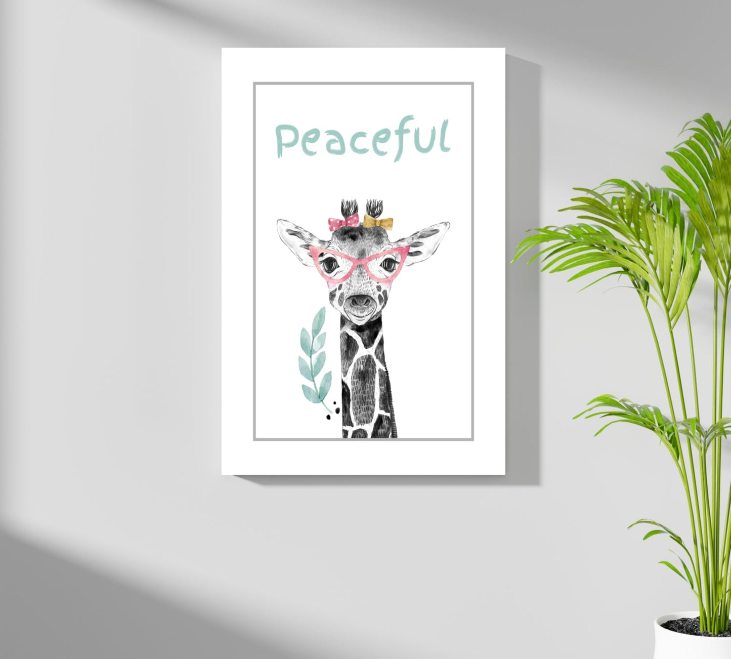 Pink Glasses Giraffe Peaceful Typography Aluminum Print