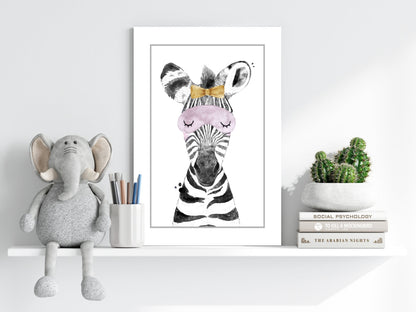 Sleepy Zebra Aluminum Print