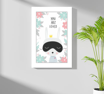 Sleep Mask Bunny in Floral Border Aluminum Print