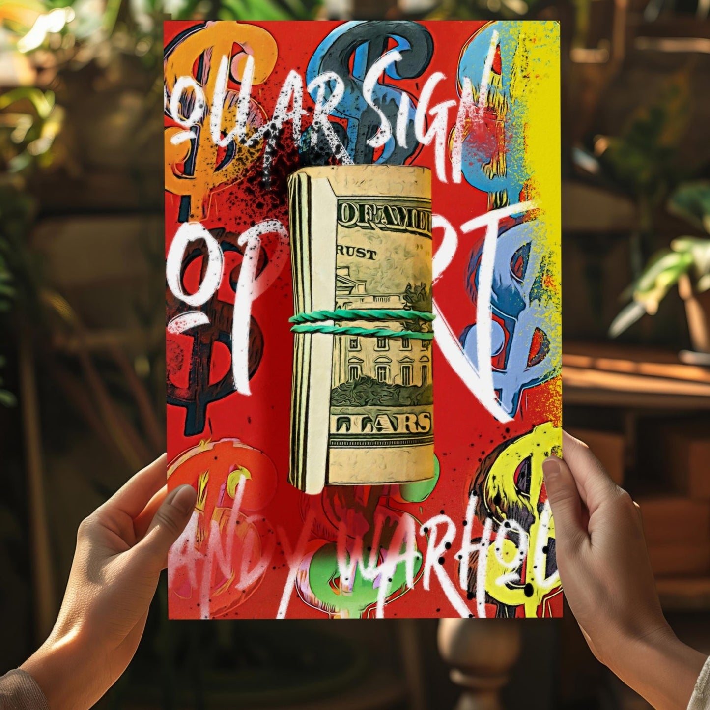 Rolled Cash Dollar Graffiti Aluminum Print