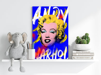 Blue Pop Blonde Portrait Aluminum Print