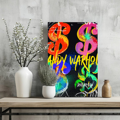 Neon Dollar Signs Aluminum Print