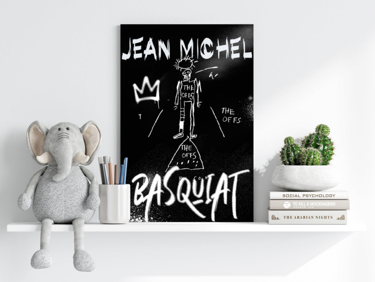 White Chalk Stick Figure Aluminum Print