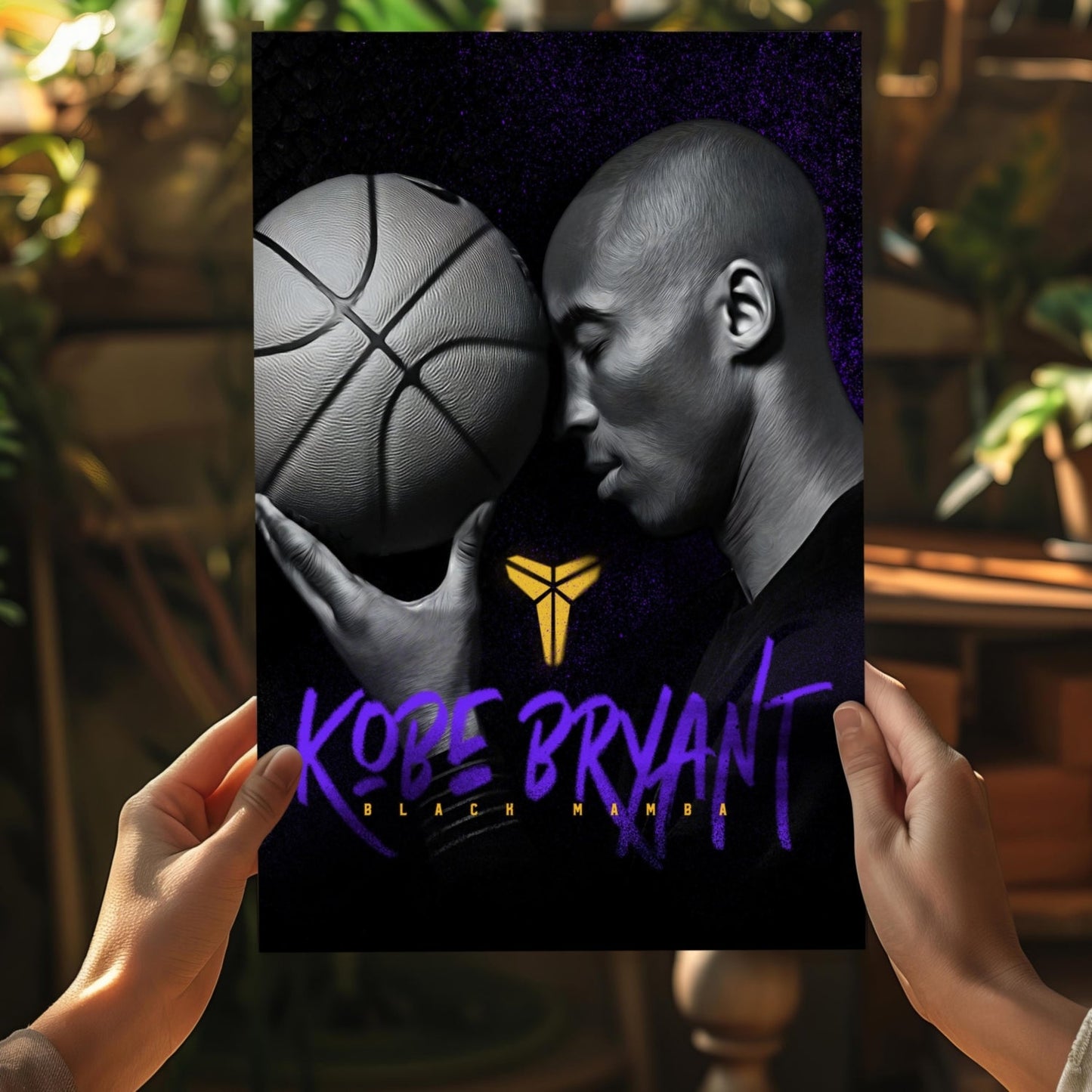Basketball Player Ball Purple Gold Glow Aluminum Print