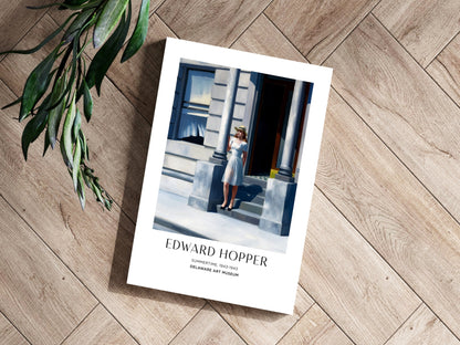Woman in White Dress on Steps Aluminum Print
