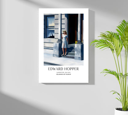 Woman in White Dress on Steps Aluminum Print