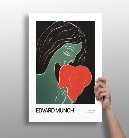 Munch Green Figure Holding Red Heart Aluminum Print