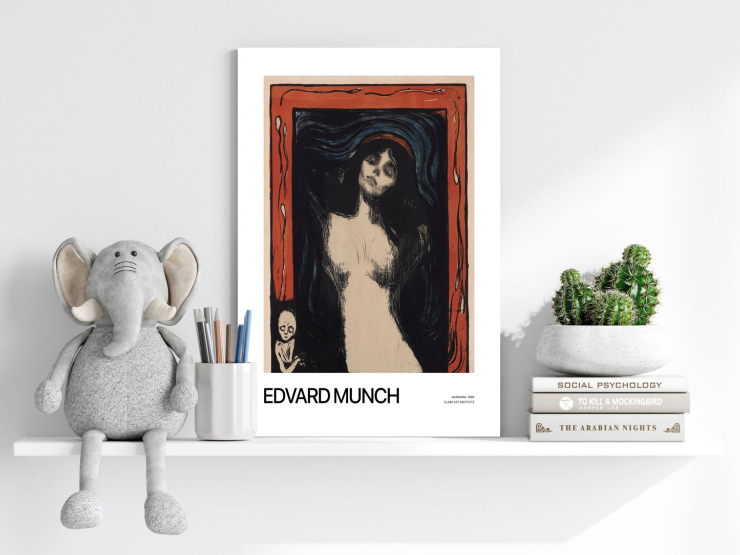 Munch Red Border Dark Haired Woman Aluminum Print