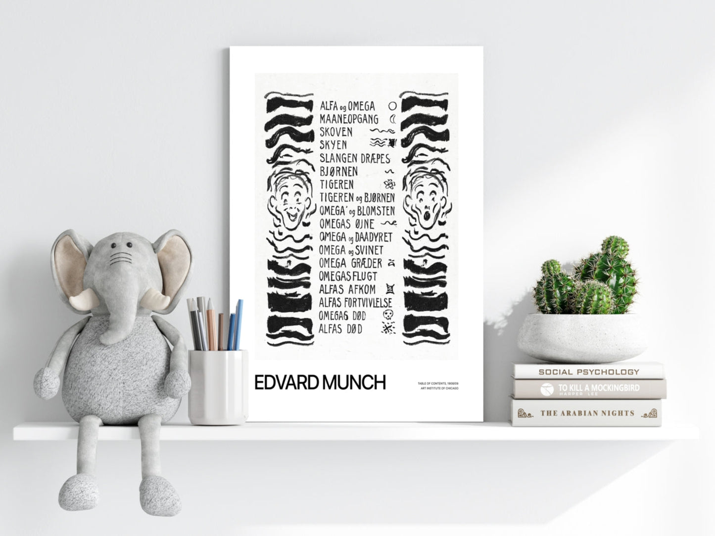 Munch Nordic Word List Sketch Faces Aluminum Print