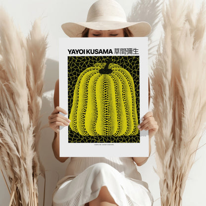 Yellow Black Dotted Pumpkin Aluminum Print