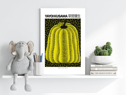 Yellow Black Dotted Pumpkin Aluminum Print