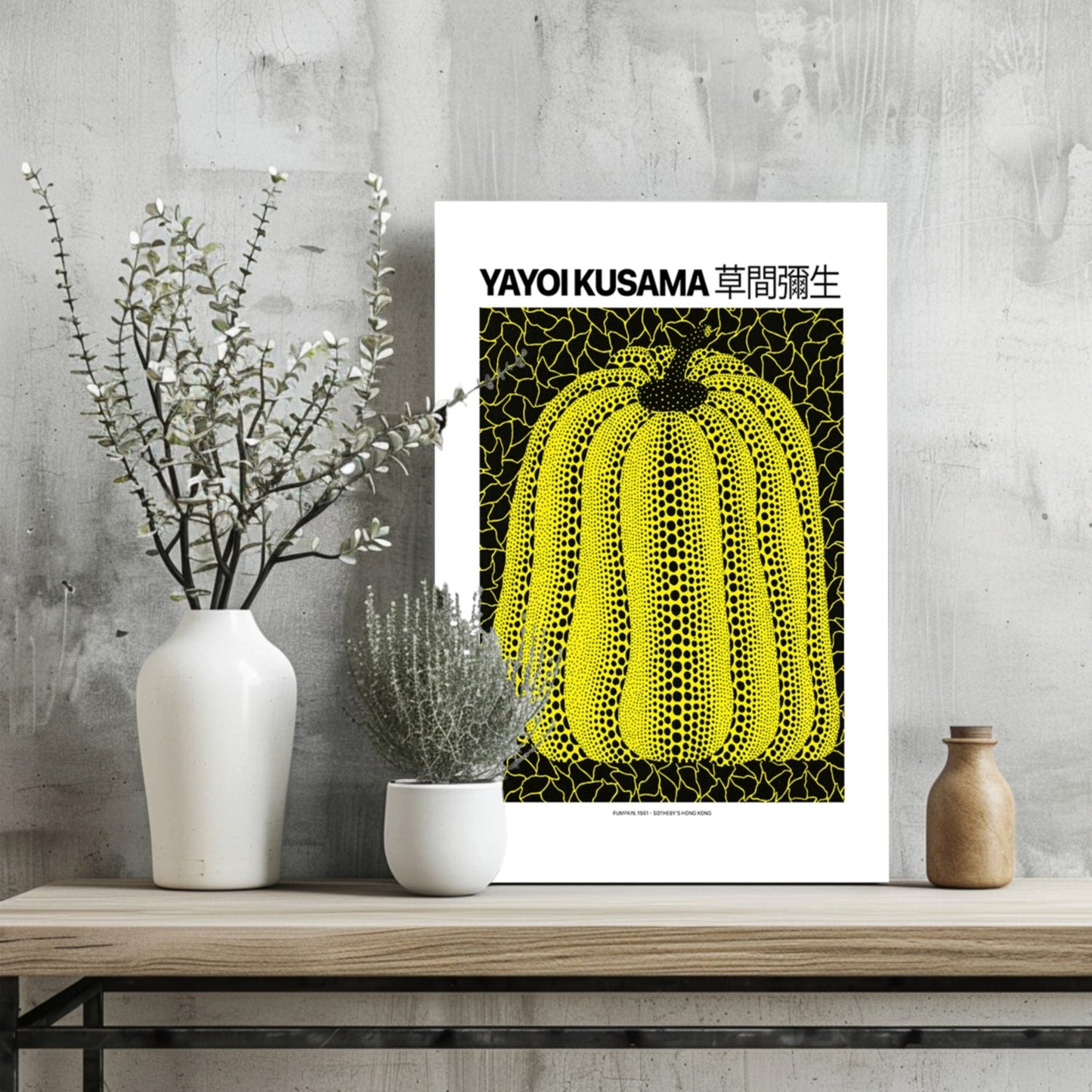 Yellow Black Dotted Pumpkin Aluminum Print