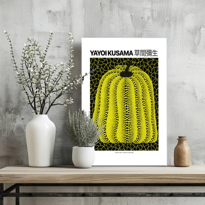 Yellow Black Dotted Pumpkin Aluminum Print