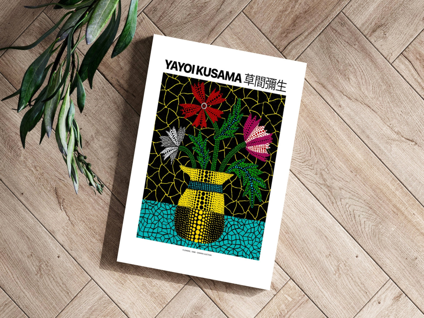 Dotted Flowers in Yellow Vase Aluminum Print