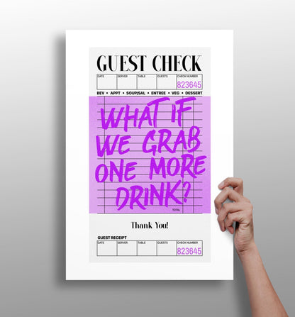 Purple One More Drink Guest Check Aluminum Print