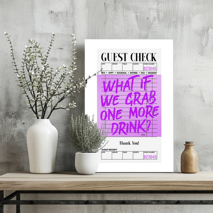 Purple One More Drink Guest Check Aluminum Print