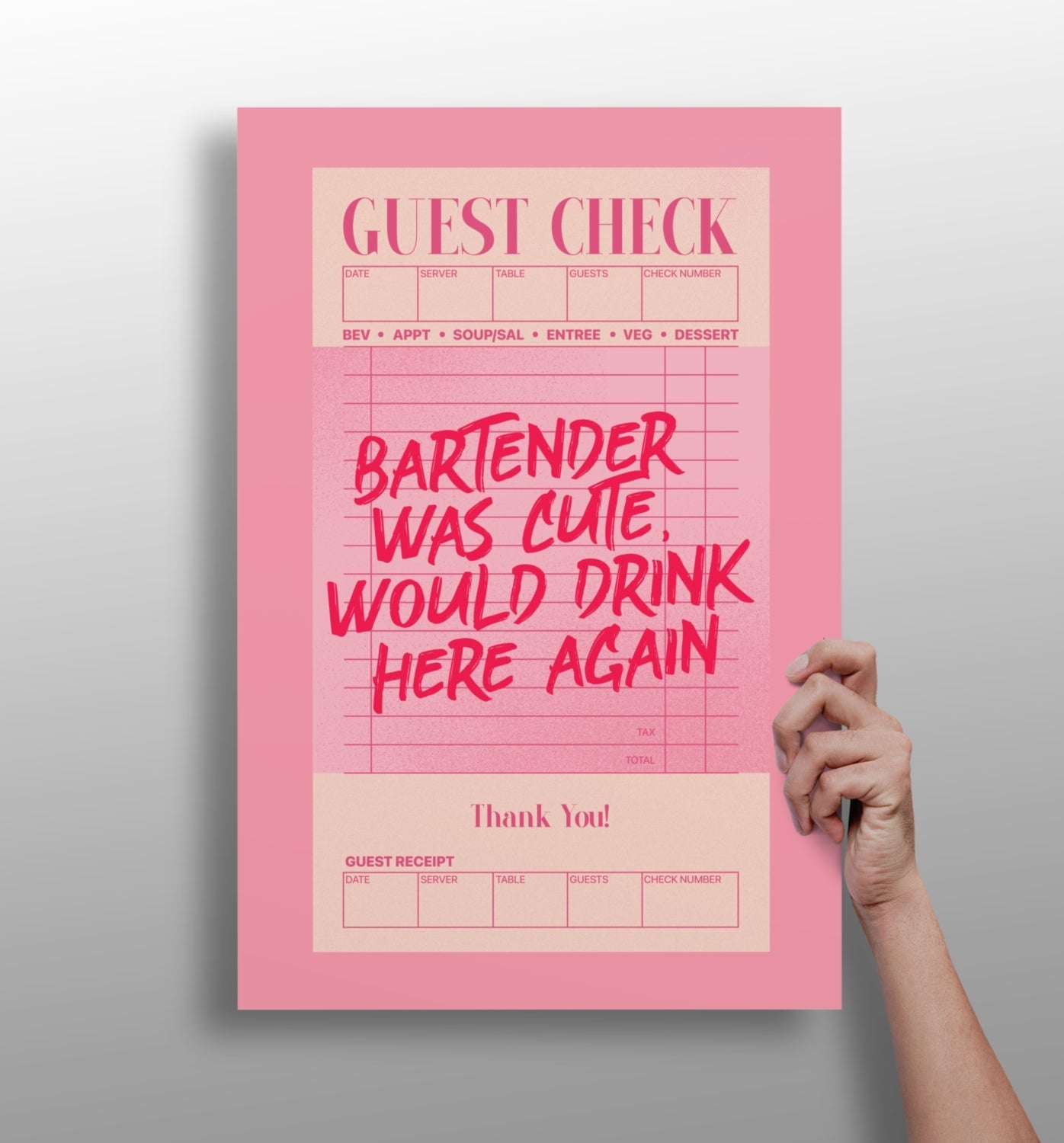 Pink Bartender Was Cute Guest Check Aluminum Print