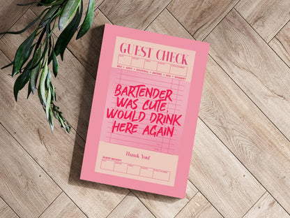Pink Bartender Was Cute Guest Check Aluminum Print