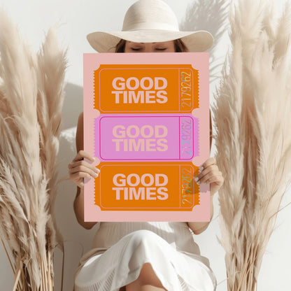 Orange Cinema Tickets Good Times Aluminum Print