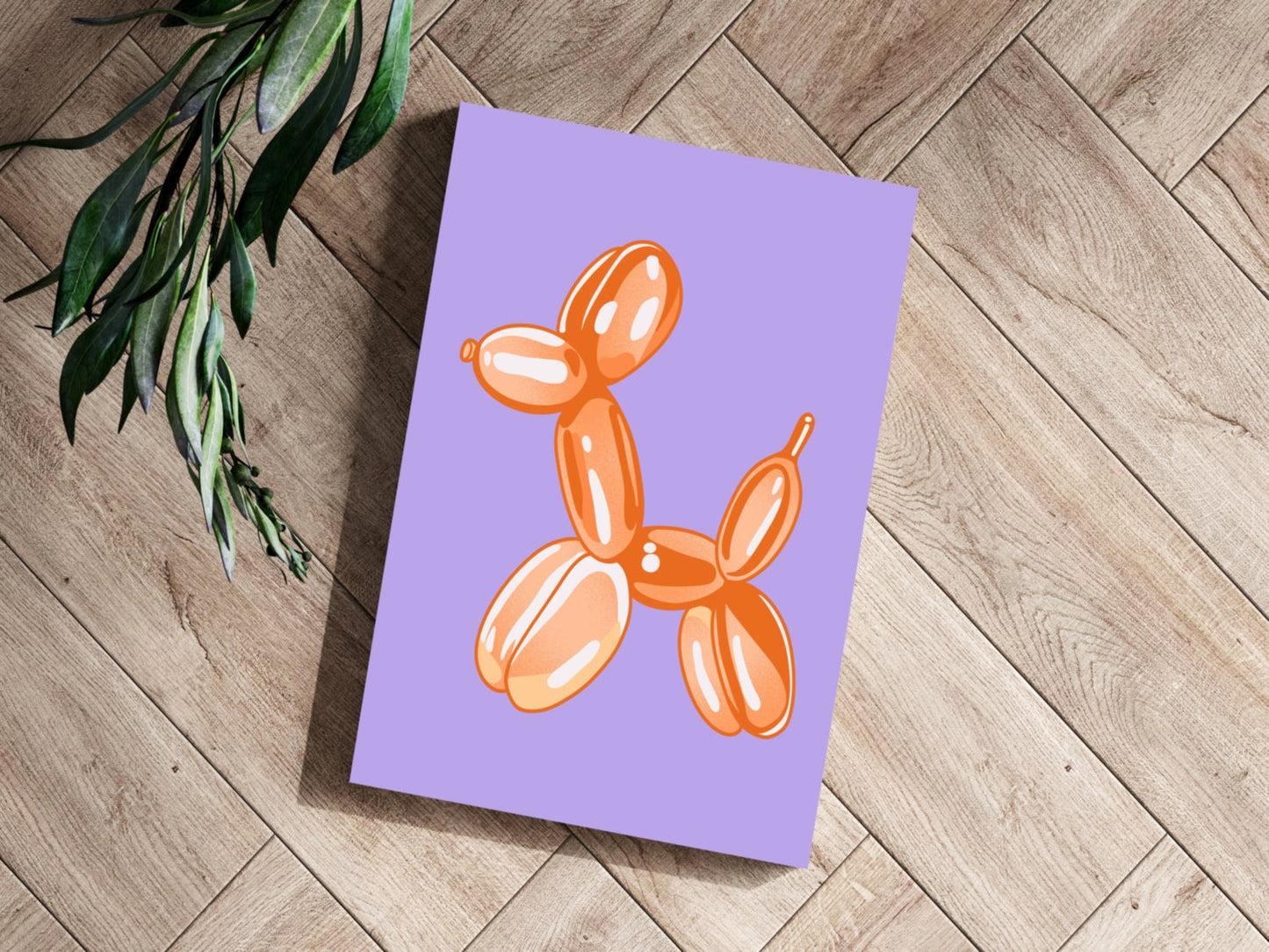 Orange on Lilac Balloon Dog Aluminum Print