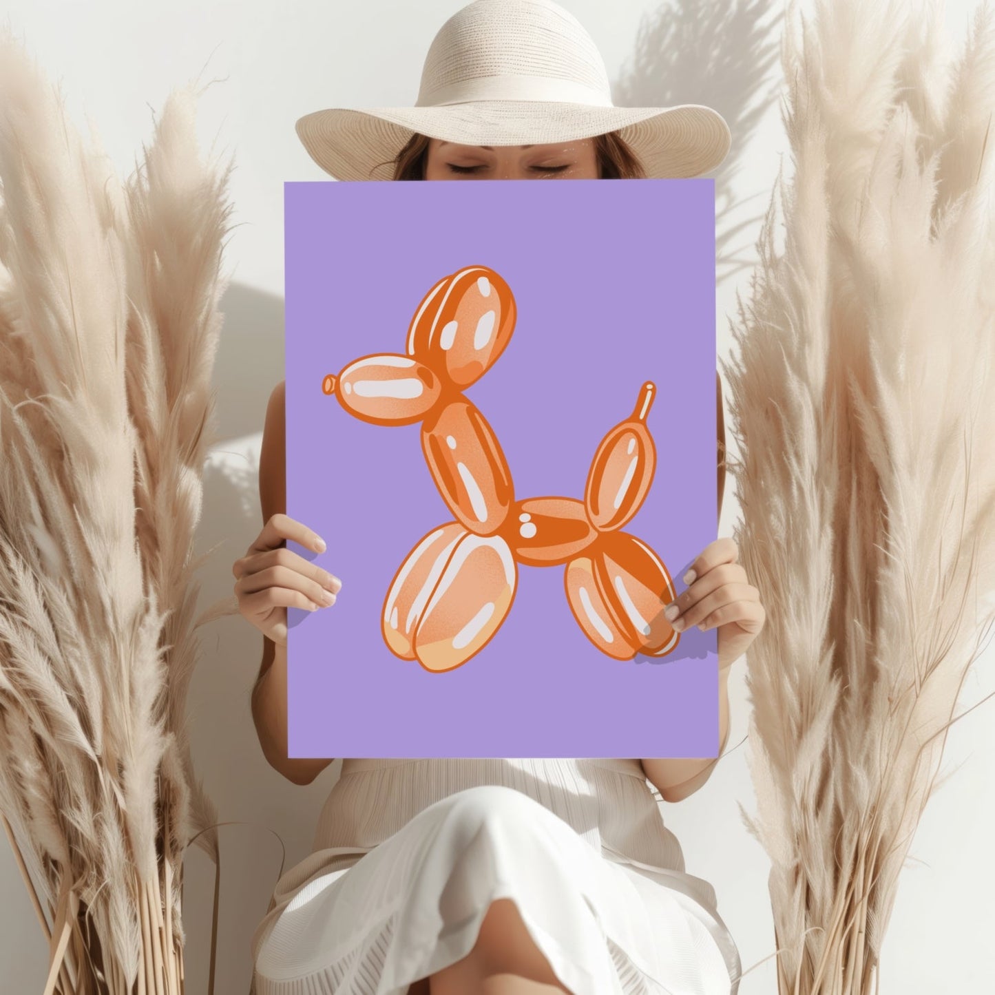 Orange on Lilac Balloon Dog Aluminum Print