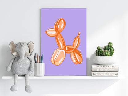 Orange on Lilac Balloon Dog Aluminum Print