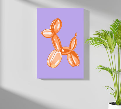 Orange on Lilac Balloon Dog Aluminum Print