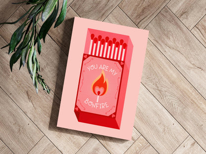 Red Heart Flame Bonfire Matchbox Aluminum Print
