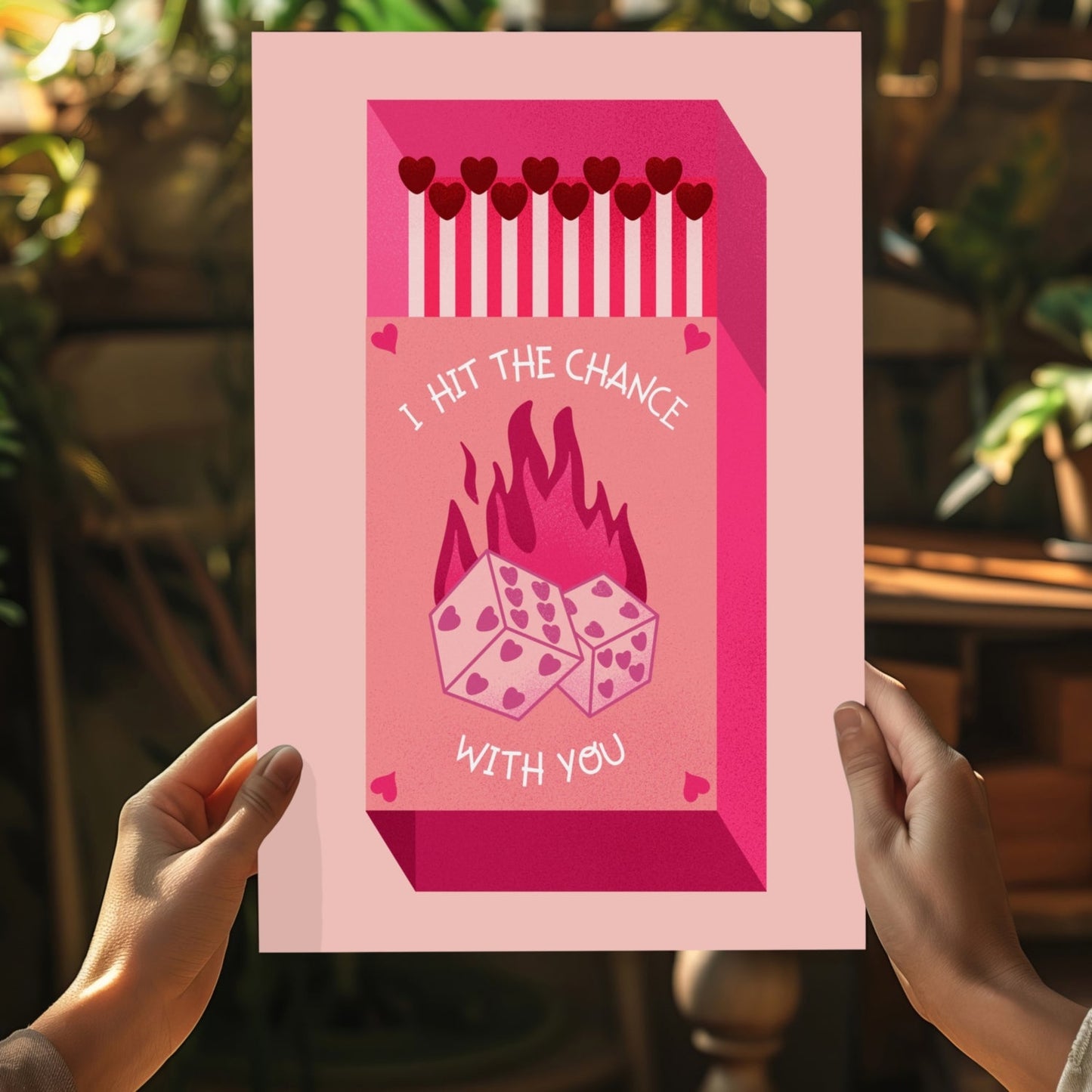 Pink Dice Flame Lucky Matchbox Aluminum Print