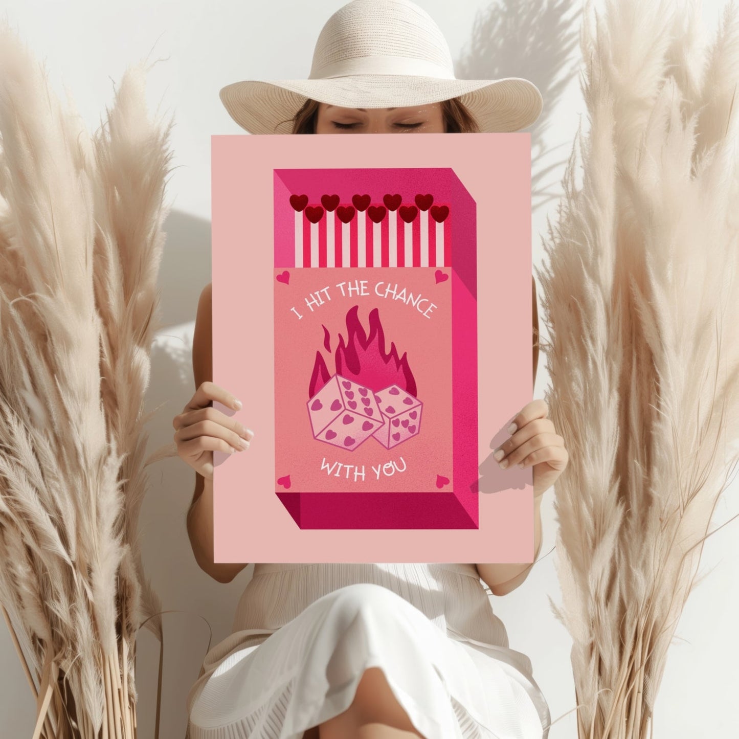 Pink Dice Flame Lucky Matchbox Aluminum Print