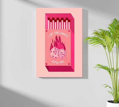 Pink Dice Flame Lucky Matchbox Aluminum Print