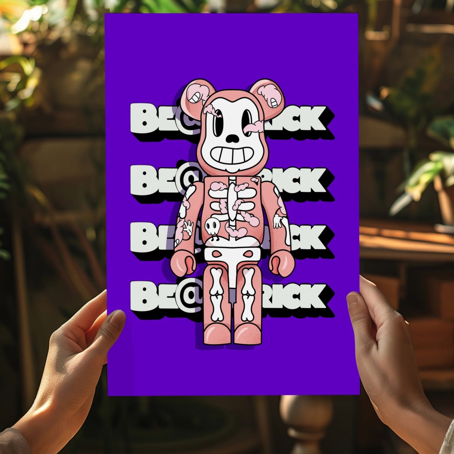 Purple Skeleton Toy Bear Figure Aluminum Print
