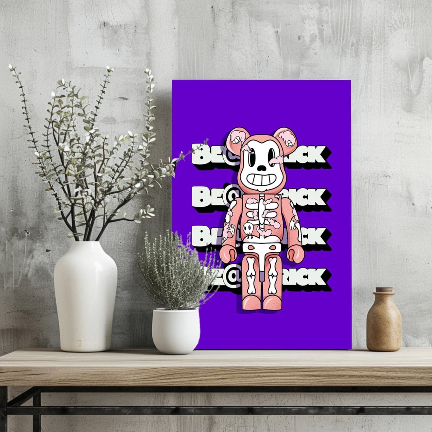Purple Skeleton Toy Bear Figure Aluminum Print