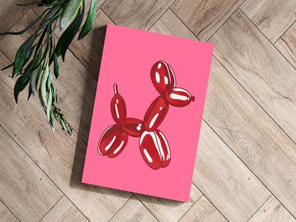 Deep Red on Hot Pink Balloon Dog Aluminum Print