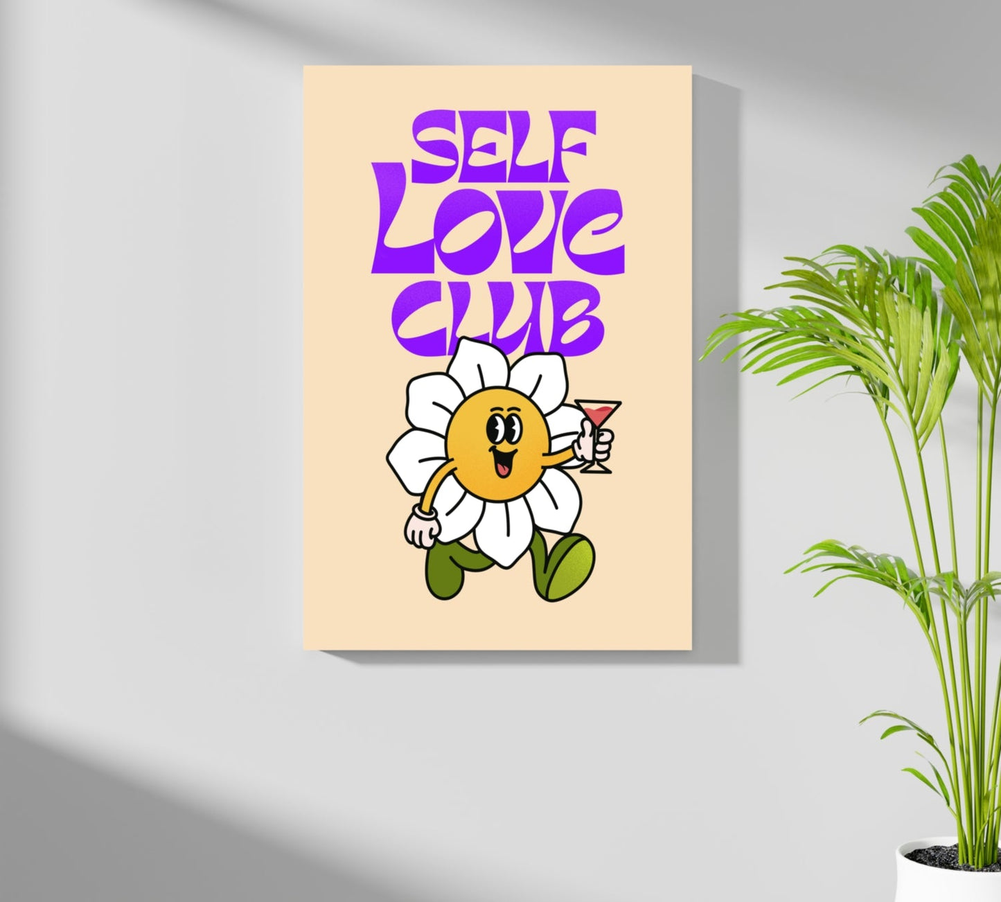Purple Retro Type Daisy Cocktail Club Aluminum Print
