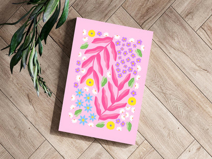 Pink Daisy Scatter Garden Abstract Flower Aluminum Print