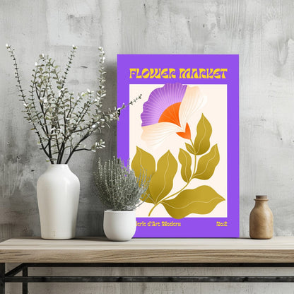 Purple Border Fan Petal Modern Art Gallery Flower Aluminum Print
